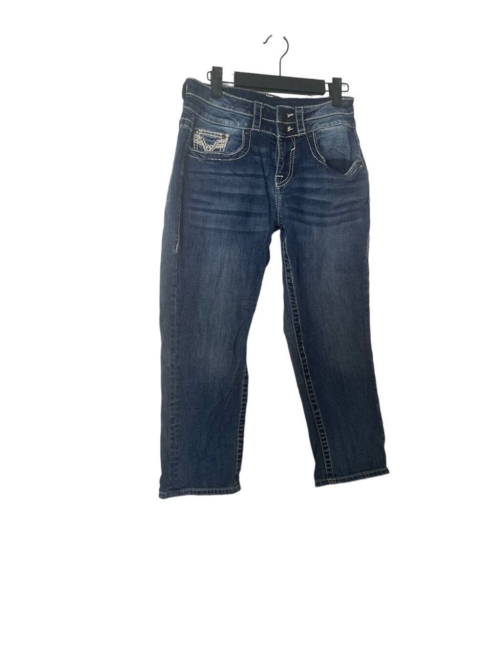 Vigoss Womens Blue Wash Heritage Fit High Rise Capri Jeans Size 4